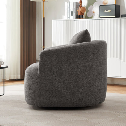 Fauteuil pivotant à 360°, fauteuil d'appoint Boucle 38,2 avec coussin décoratif, fauteuil tonneau rembourré avec accoudoirs incurvés