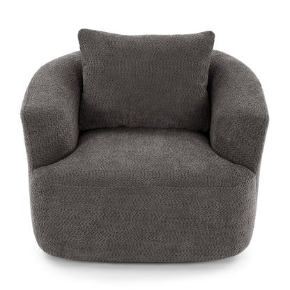 Fauteuil pivotant à 360°, fauteuil d'appoint Boucle 38,2 avec coussin décoratif, fauteuil tonneau rembourré avec accoudoirs incurvés