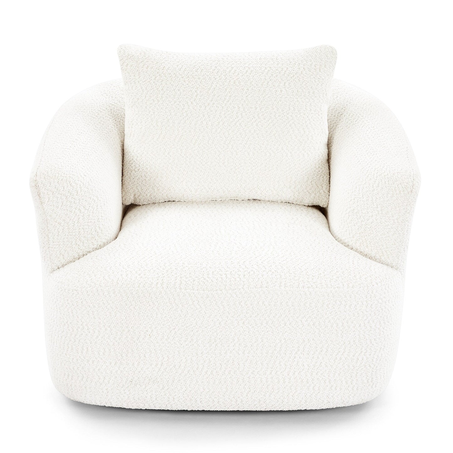 Fauteuil pivotant à 360°, fauteuil d'appoint Boucle 38,2 avec coussin décoratif, fauteuil tonneau rembourré avec accoudoirs incurvés