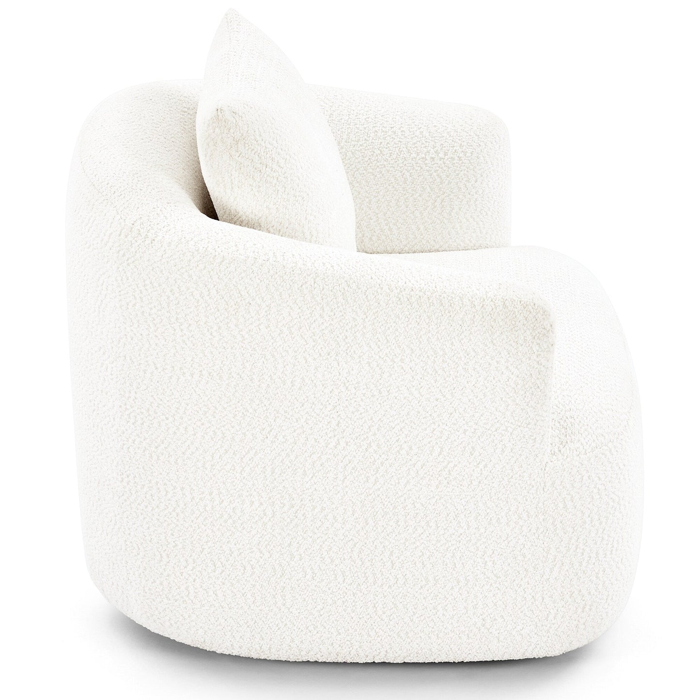 Fauteuil pivotant à 360°, fauteuil d'appoint Boucle 38,2 avec coussin décoratif, fauteuil tonneau rembourré avec accoudoirs incurvés