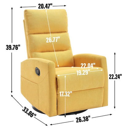 Fauteuil pivotant à 360°, fauteuil inclinable manuel en tissu avec repose-pieds et dossier réglable, pédales, poches latérales