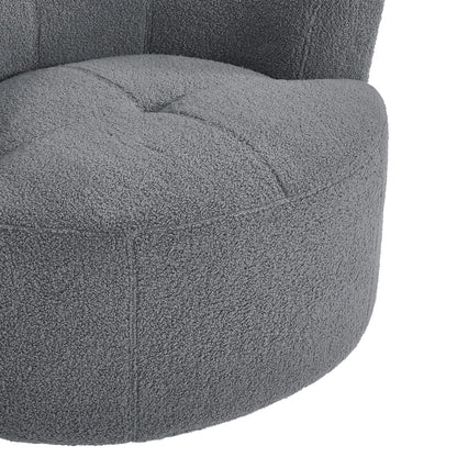 Fauteuil pivotant à 360°, fauteuil tonneau rembourré avec appui-tête réglable, fauteuil rond pivotant moderne pour salon