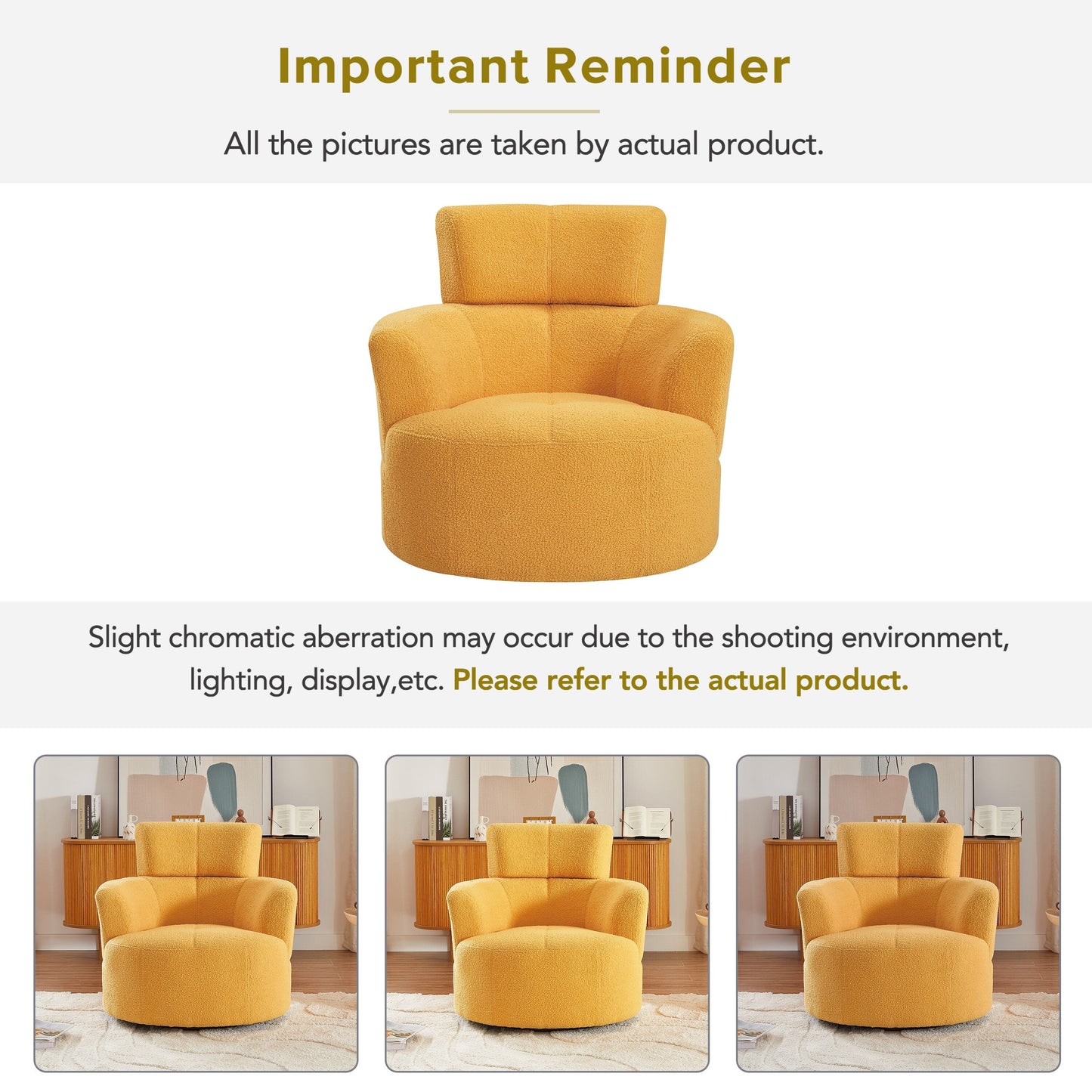 Fauteuil pivotant à 360°, fauteuil tonneau rembourré avec appui-tête réglable, fauteuil rond pivotant moderne pour salon