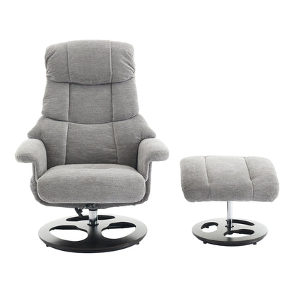 Fauteuil inclinable ergonomique pivotant à 360° avec repose-pieds, dossier réglable, massage par 5 vibrations, siège chauffant, tissu chenille