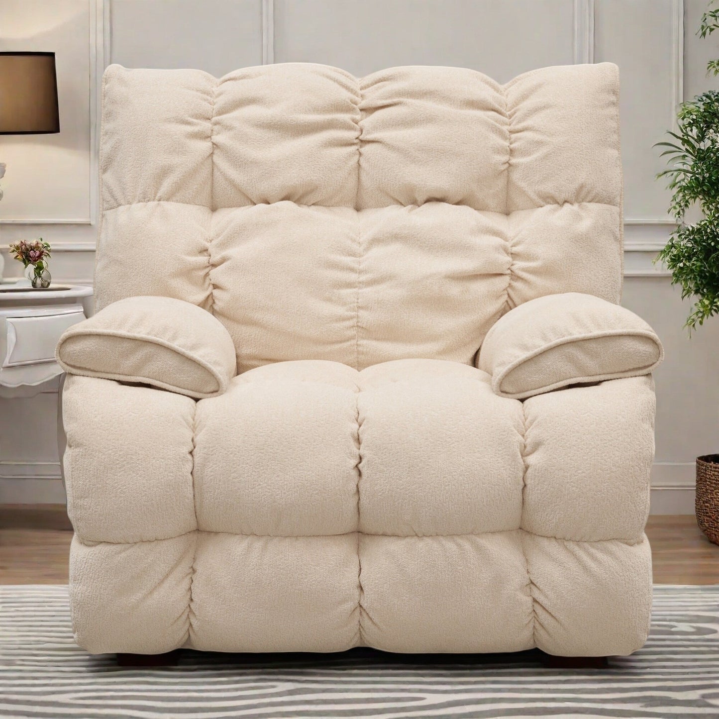 Fauteuil inclinable pivotant à 360° avec loquet manuel et dossier haut