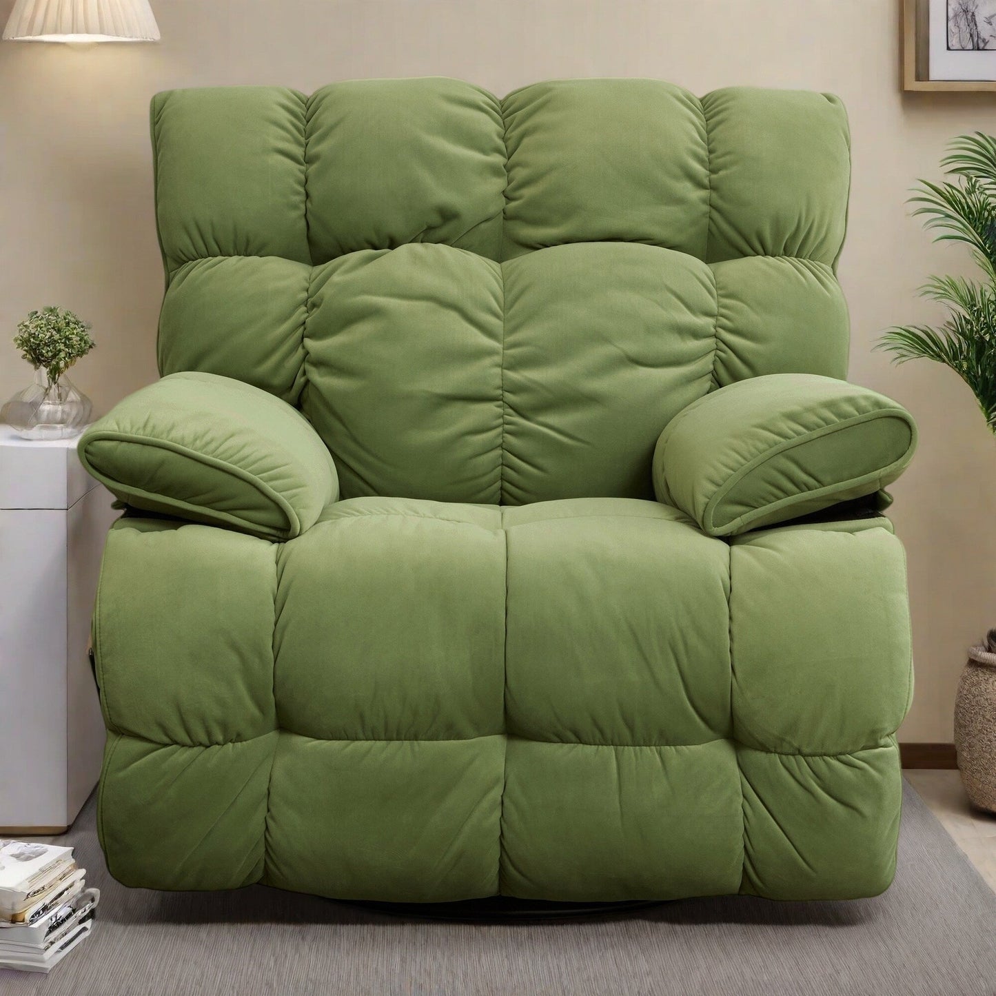 Fauteuil inclinable pivotant à 360° avec loquet manuel et dossier haut