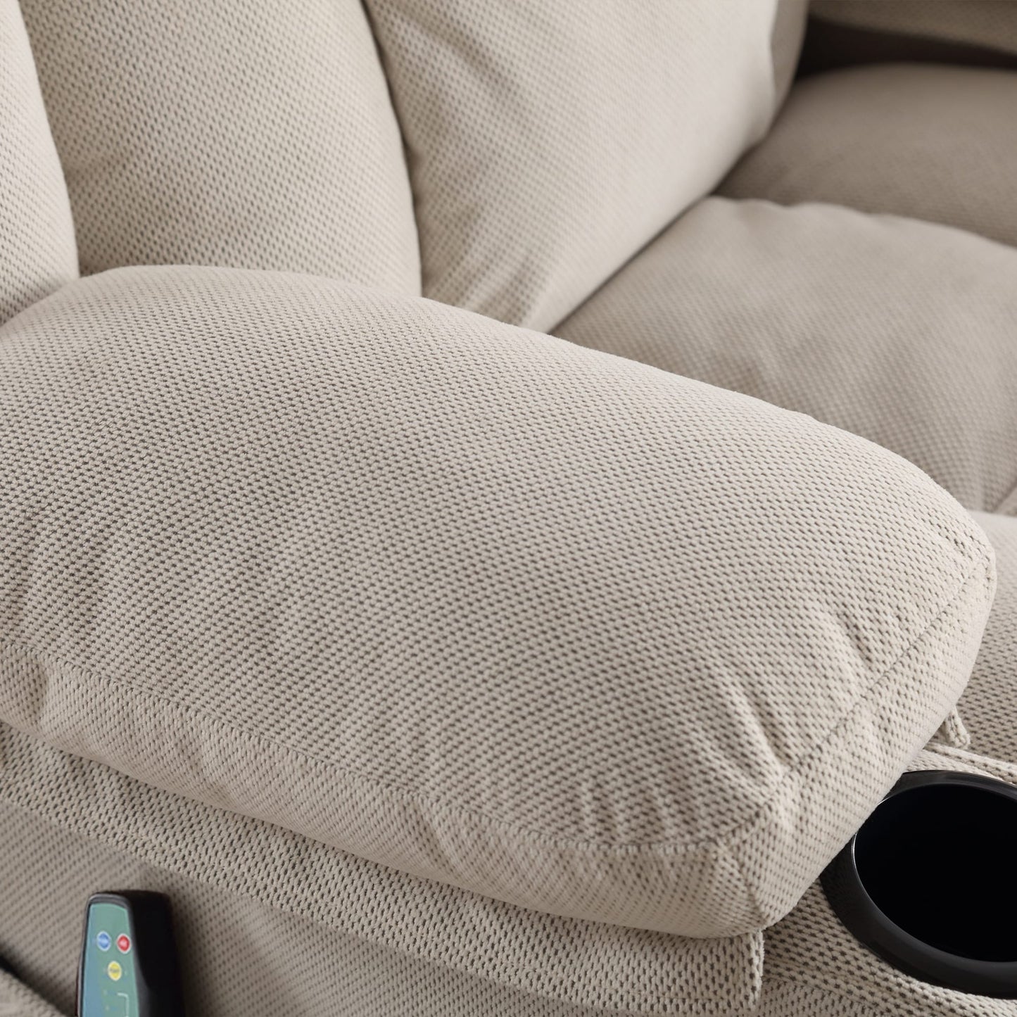 Fauteuil inclinable de massage chauffant pivotant à 360° avec chargement USB, porte-gobelets, rangement latéral et revêtement en polaire moelleux