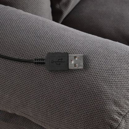 Fauteuil inclinable de massage chauffant pivotant à 360° avec chargement USB, porte-gobelets, rangement latéral et revêtement en polaire moelleux