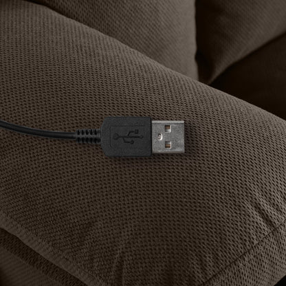 Fauteuil inclinable de massage chauffant pivotant à 360° avec chargement USB, porte-gobelets, rangement latéral et revêtement en polaire moelleux