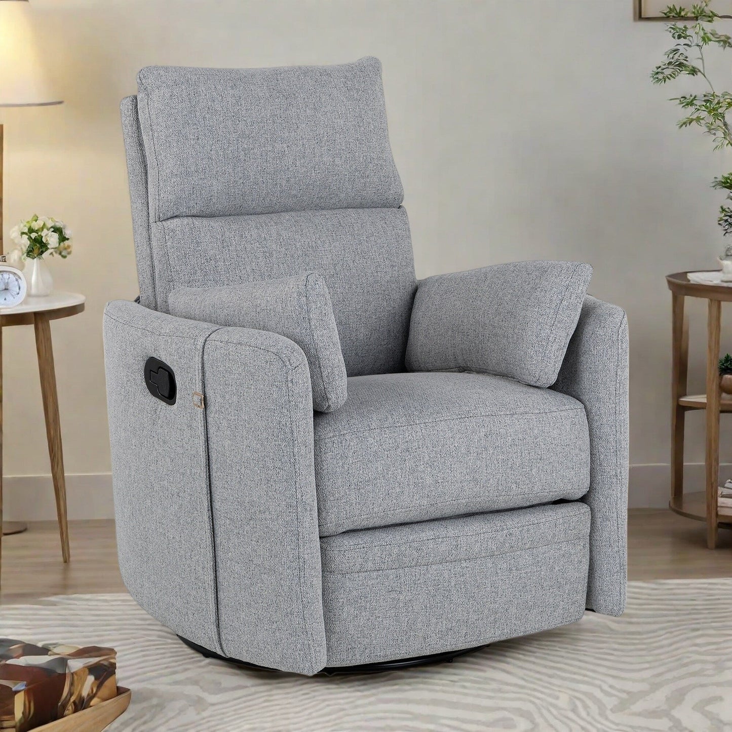 Fauteuil inclinable manuel pivotant à 360° avec dossier réglable et accoudoirs ergonomiques