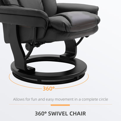 Fauteuil inclinable de massage pivotant à 360° en cuir PU avec repose-pieds et télécommande