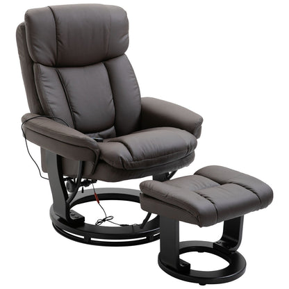 Fauteuil inclinable de massage pivotant à 360° en cuir PU avec repose-pieds et télécommande