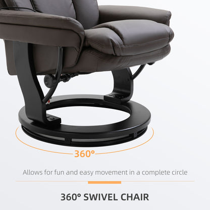 Fauteuil inclinable de massage pivotant à 360° en cuir PU avec repose-pieds et télécommande