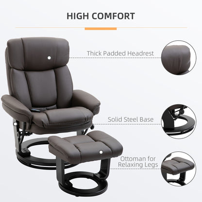 Fauteuil inclinable de massage pivotant à 360° en cuir PU avec repose-pieds et télécommande