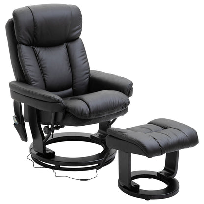 Fauteuil inclinable de massage pivotant à 360° en cuir PU avec repose-pieds et télécommande