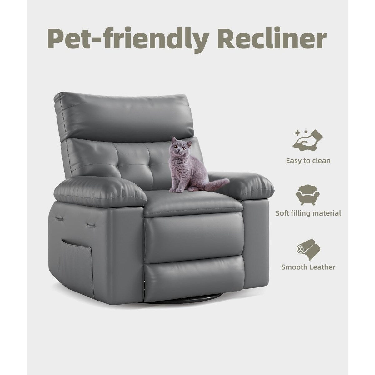 Fauteuils inclinables surdimensionnés pivotants à 360° avec chauffage et massage - Fauteuil inclinable paresseux