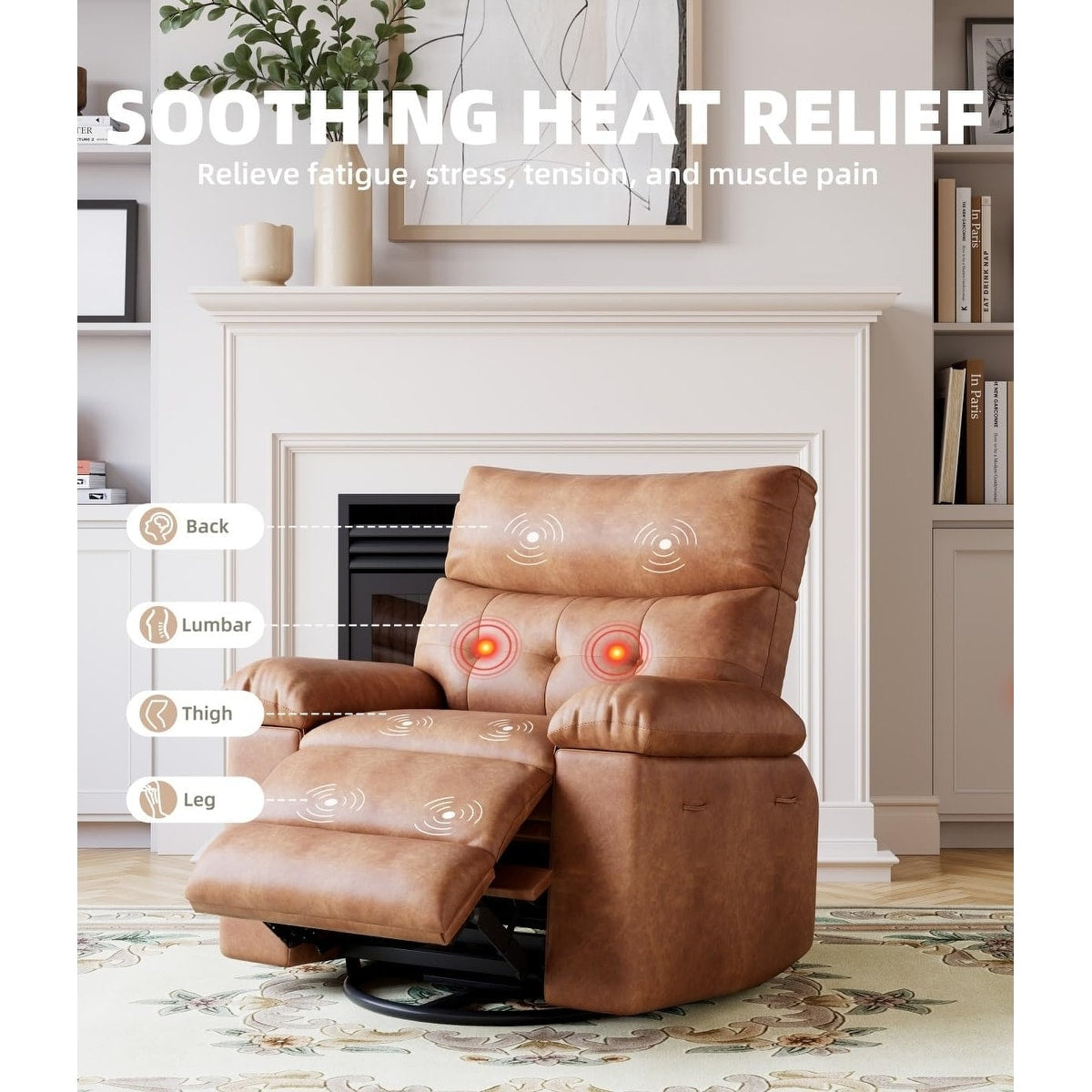 Fauteuils inclinables surdimensionnés pivotants à 360° avec chauffage et massage - Fauteuil inclinable paresseux