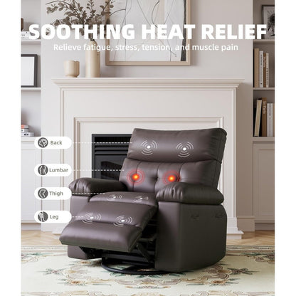 Fauteuils inclinables surdimensionnés pivotants à 360° avec chauffage et massage - Fauteuil inclinable paresseux