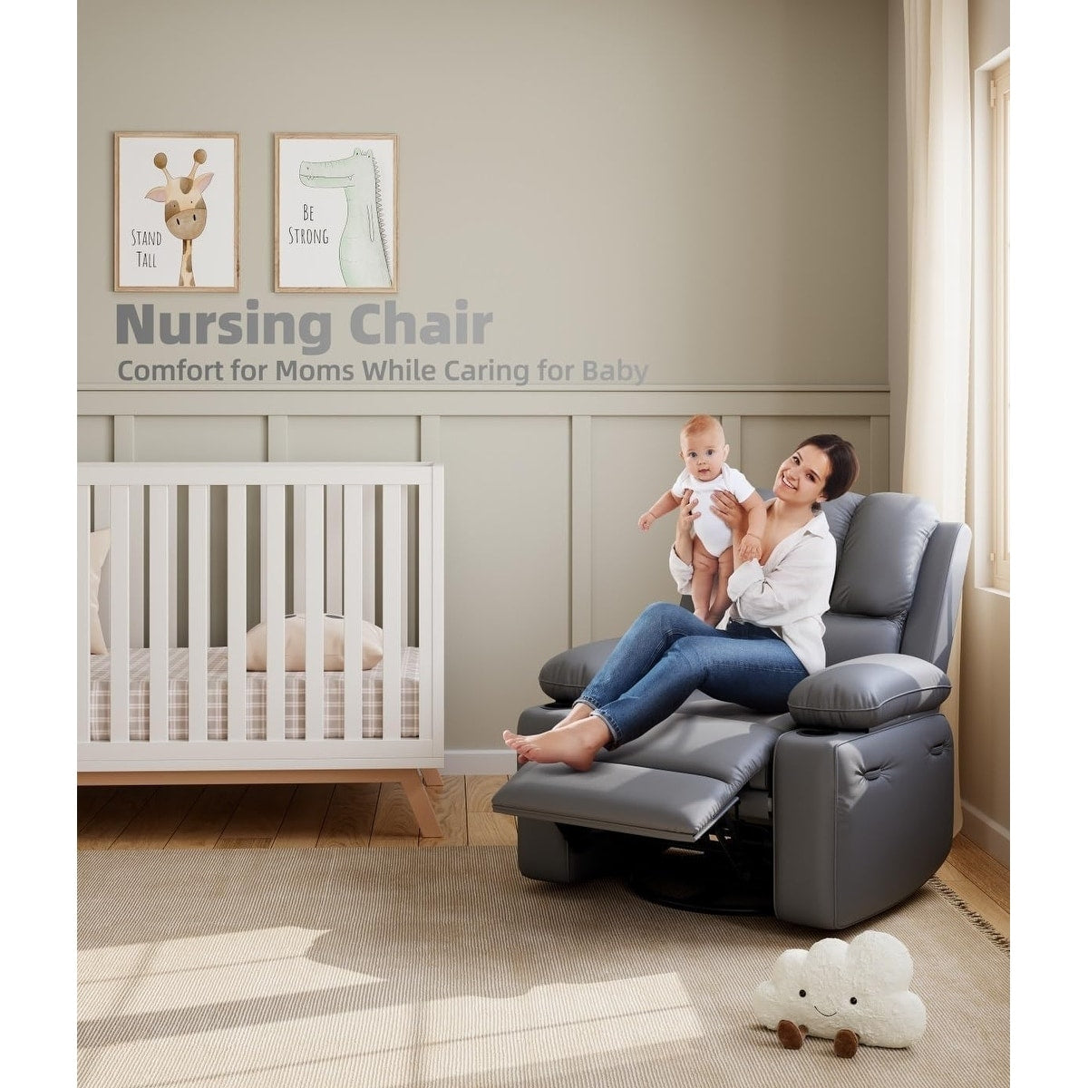 Fauteuils inclinables surdimensionnés pivotants à 360° avec chauffage et massage