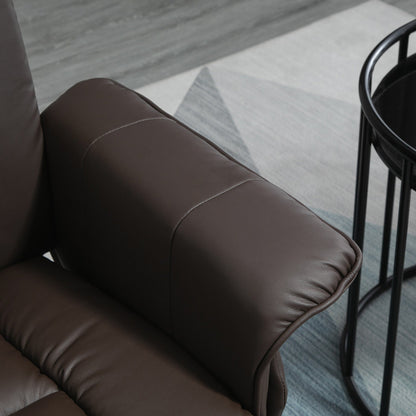 Fauteuil inclinable pivotant à 360° en cuir synthétique avec repose-pieds pour salon, chambre et bureau.