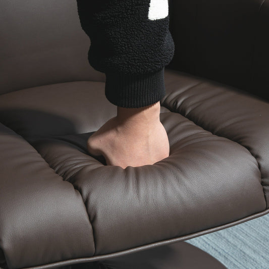 Fauteuil inclinable pivotant à 360° en cuir synthétique avec repose-pieds pour salon, chambre et bureau.