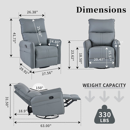 Fauteuil inclinable manuel pivotant à 360° pour salon et chambre à coucher