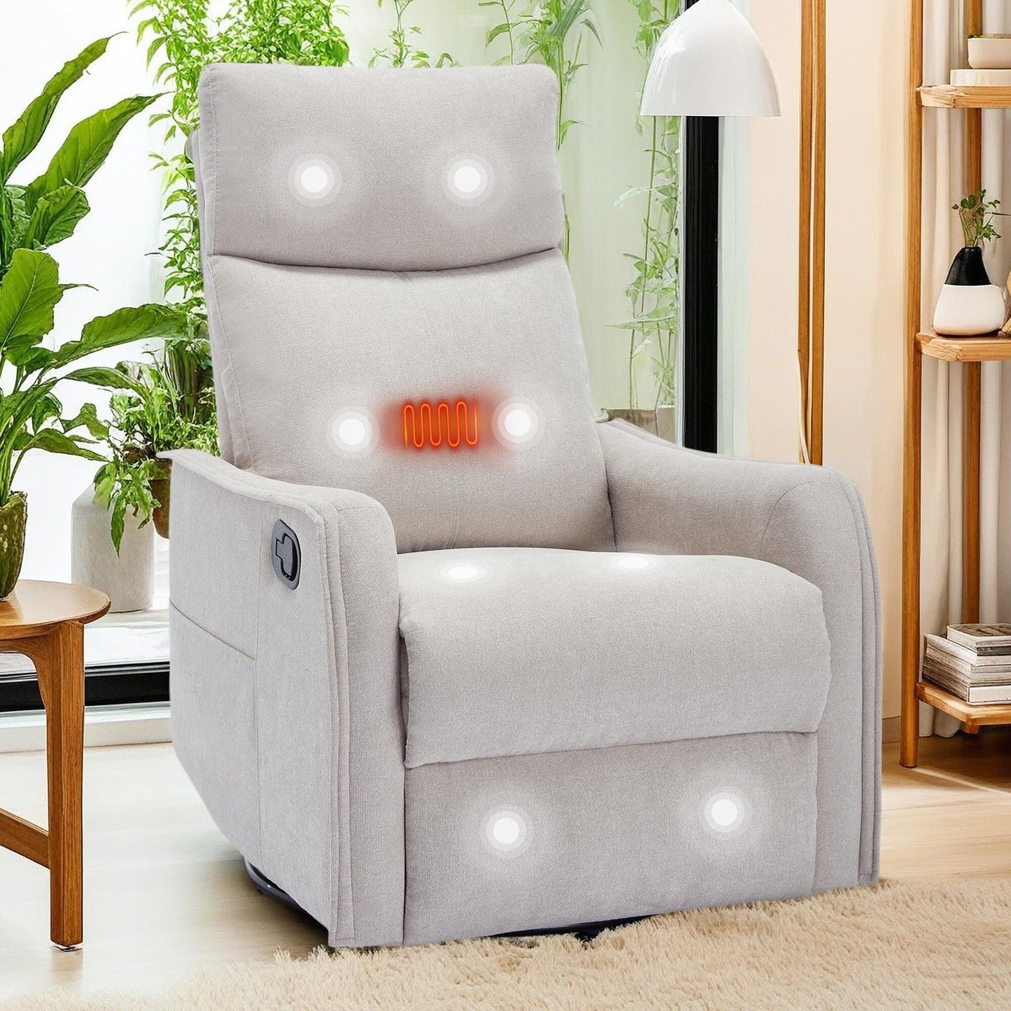 Fauteuil inclinable pivotant à 360° avec massage et chauffage lombaire