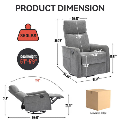 Fauteuil inclinable pivotant à 360° avec massage et chauffage lombaire