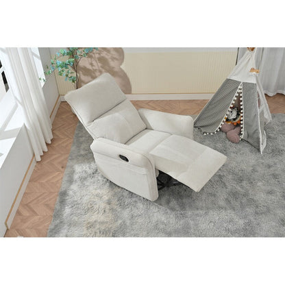 Fauteuil inclinable pivotant à 360°, planeur manuel avec repose-pieds, fauteuil de salon rembourré moderne pour petits espaces, poches latérales