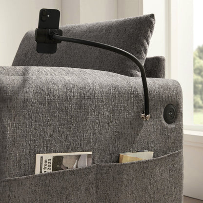 Canapé simple en chenille de 38 pouces avec pouf de rangement, chargeur USB, poches de rangement latérales et accoudoirs en forme de coussin