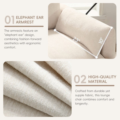 Canapé simple en chenille de 38 pouces avec pouf de rangement, chargeur USB, poches de rangement latérales et accoudoirs en forme de coussin