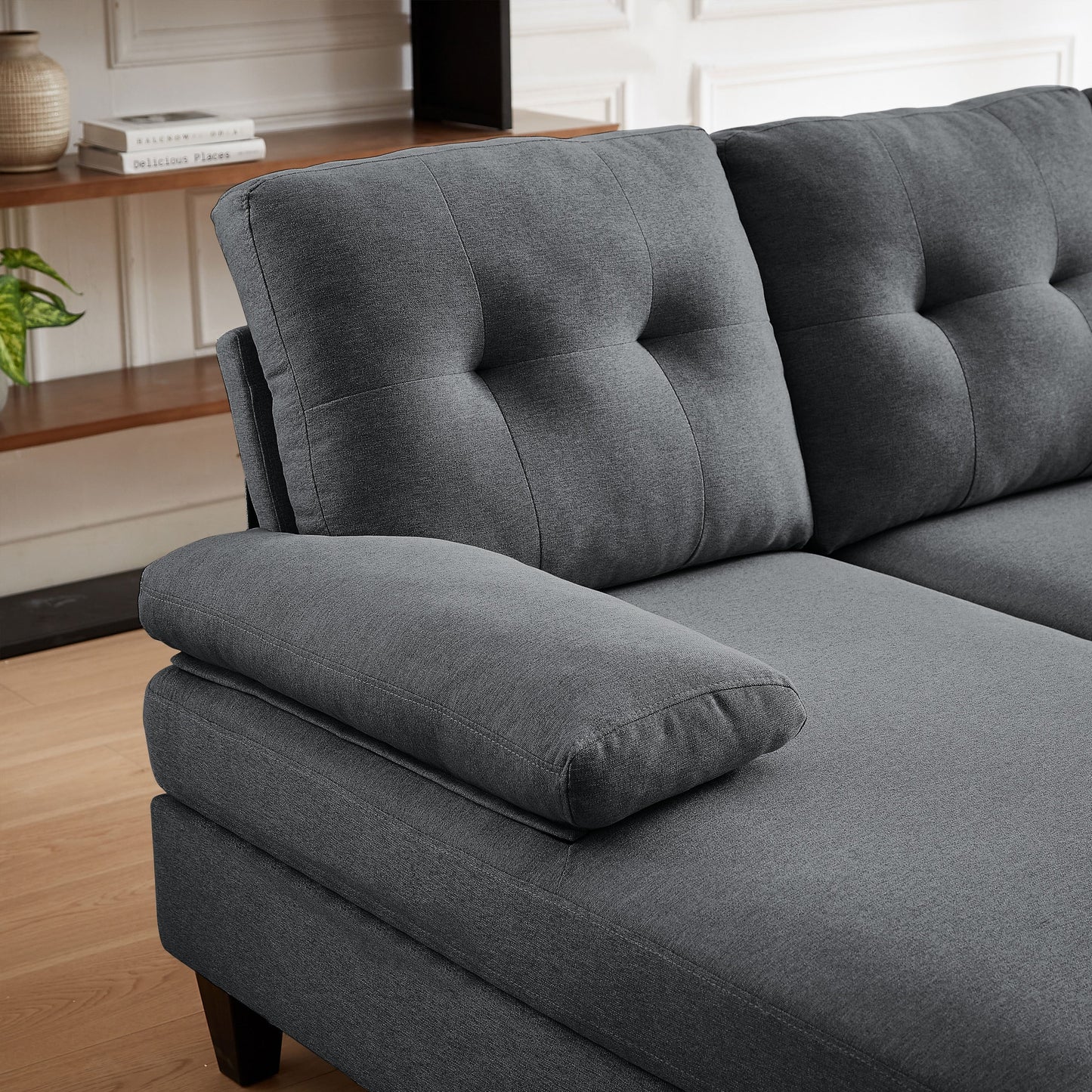 Canapé sectionnel 4 places en U avec méridienne double pour salon