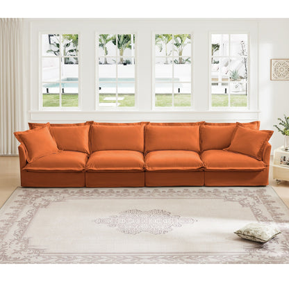 Canapé 4 places en chenille avec housse amovible pour salon