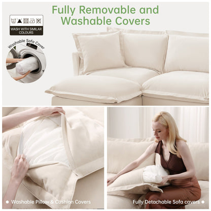 Canapé 4 places en chenille avec housse amovible pour salon