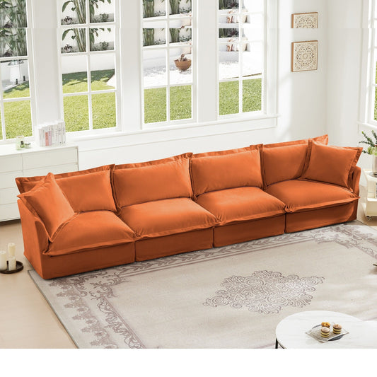 Canapé 4 places en chenille avec housse amovible pour salon