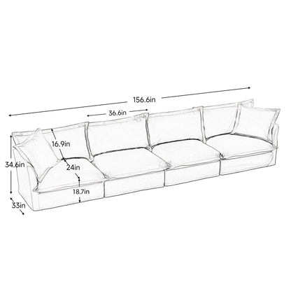 Canapé 4 places en chenille avec housse amovible pour salon