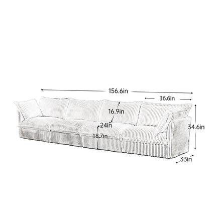 Canapé 4 places en velours côtelé extra profond pour salon