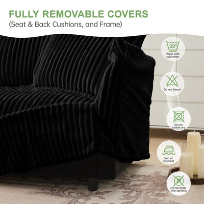 Canapé 4 places en velours côtelé extra profond pour salon