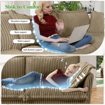 Canapé 4 places en velours côtelé extra profond pour salon