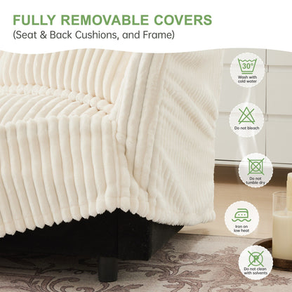 Canapé 4 places en velours côtelé extra profond pour salon