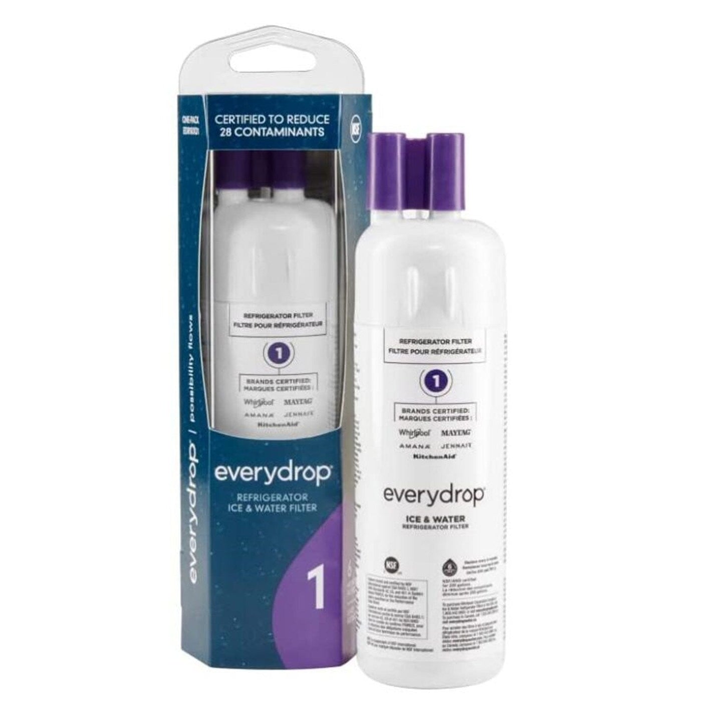 Lot de 4 filtres à eau et à glace Everydrop pour réfrigérateur 1, EDR1RXD1