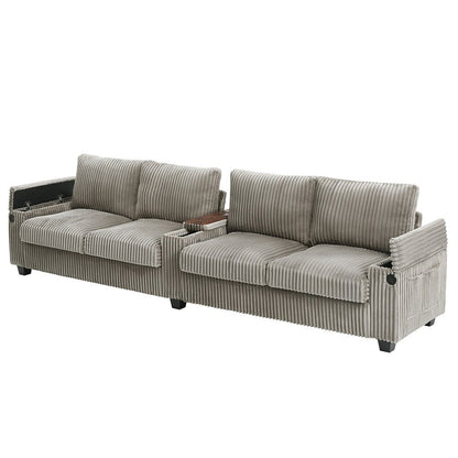 Canapé 4 places en velours côtelé