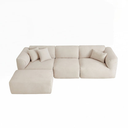 Canapé 4 places avec coussins d'assise en éponge pure et repose-pieds amovible comprenant 3 coussins décoratifs