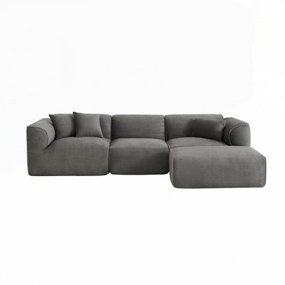 Canapé 4 places avec coussins d'assise en éponge pure et repose-pieds amovible comprenant 3 coussins décoratifs