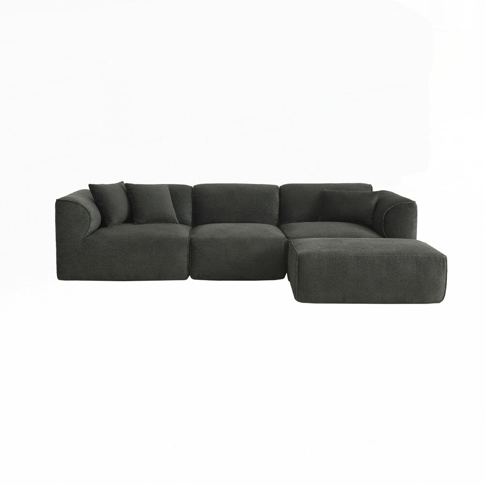 Canapé 4 places avec coussins d'assise en éponge pure et repose-pieds amovible comprenant 3 coussins décoratifs