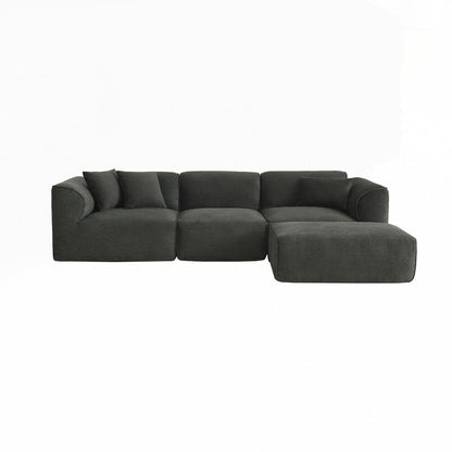 Canapé 4 places avec coussins d'assise en éponge pure et repose-pieds amovible comprenant 3 coussins décoratifs