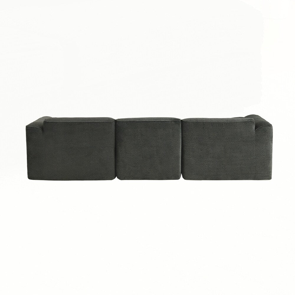 Canapé 4 places avec coussins d'assise en éponge pure et repose-pieds amovible comprenant 3 coussins décoratifs