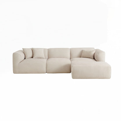 Canapé 4 places avec coussins d'assise en éponge pure et repose-pieds amovible comprenant 3 coussins décoratifs