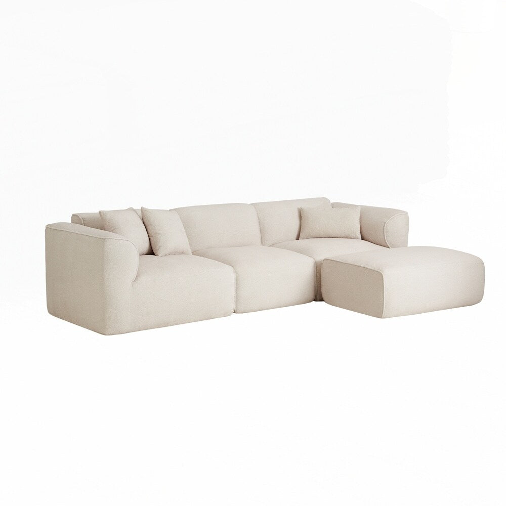 Canapé 4 places avec coussins d'assise en éponge pure et repose-pieds amovible comprenant 3 coussins décoratifs