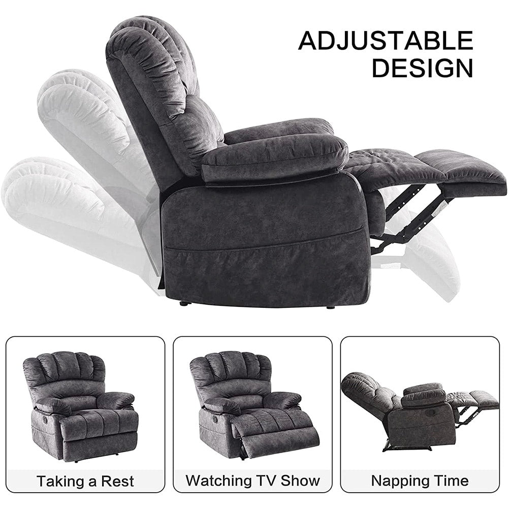 Fauteuil inclinable manuel surdimensionné 41 W, canapés inclinables extra larges